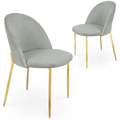 Lot de 2 chaises design en velours gris ARABEL (1/5)