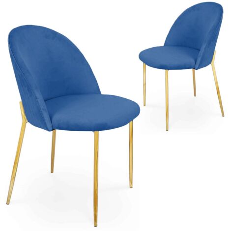 Lot de 2 chaises design en velours bleu ARABEL (1/5)