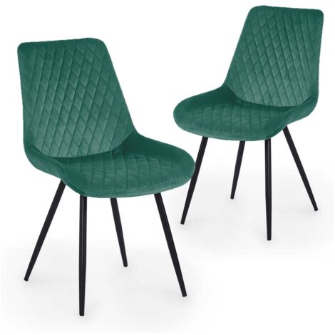 Lot de 2 chaises design en velours vert YOLA (1/5)