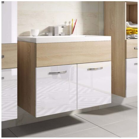 Ensemble de meubles de salle de bain 3 pcs blanc brillant