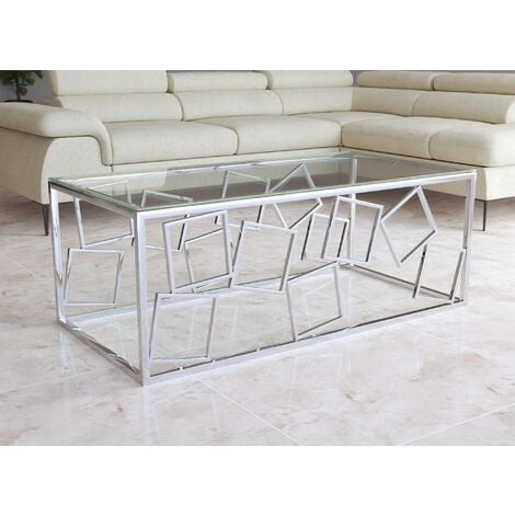Table basse design en verre et métal doré rectangulaire DOLLY
