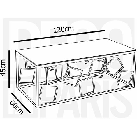 Table basse design en verre et métal argenté rectangulaire ARVI