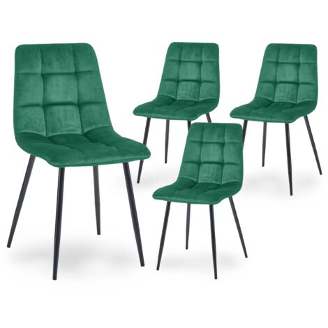 Lot de 4 chaises en velours vert capitonné JEREMI (1/5)