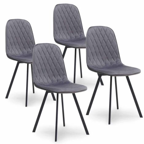Lot de 4 chaises en tissu velours gris AMBRE (1/4)