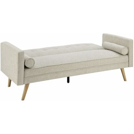 TANIA - Banquette clic clac beige en tissu TANIA