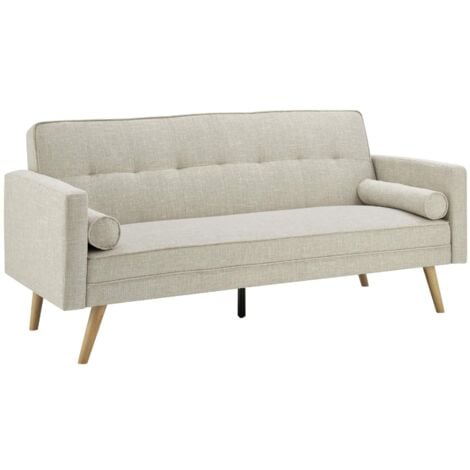 TANIA - Banquette clic clac beige en tissu TANIA