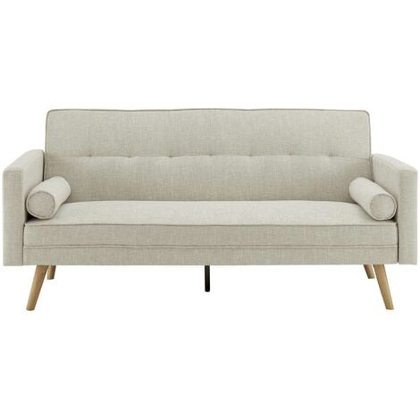 TANIA - Banquette clic clac beige en tissu TANIA