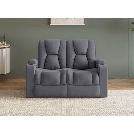 Canapé De Relaxation électrique Tissu Chenillé Doux Et Moelleux Bakay Couleur Gris Clair 3 Places Relax Electrique
