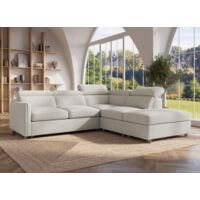 Canapé d'angle convertible en tissu beige NAIROBI - Angle droit