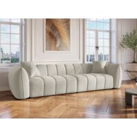Deco In Paris – Canapé droit 4 places en tissu beige – Largeur 280 cm – Dossier moelleux – Structure en bois – Confort optimal pour salon