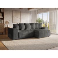 Canapé d'angle réversible convertible avec coffre en velours