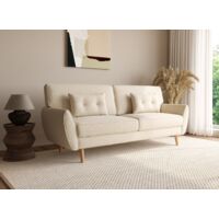 Deco In Paris – Canapé convertible clic clac 3 places – Tissu beige – Dimensions 208x90x85 cm – Couchage 170x114 cm – Pieds en bois