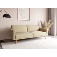 Deco In Paris – Canapé convertible 3 places scandinave en tissu beige – Dimensions 196.5x86x94cm – Couchage 181x110cm – Garnissage mousse polyester