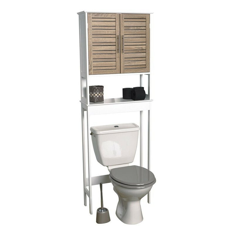 Meuble WC bambou dérouleur papier toilette et réserve H 75cm - Centrakor