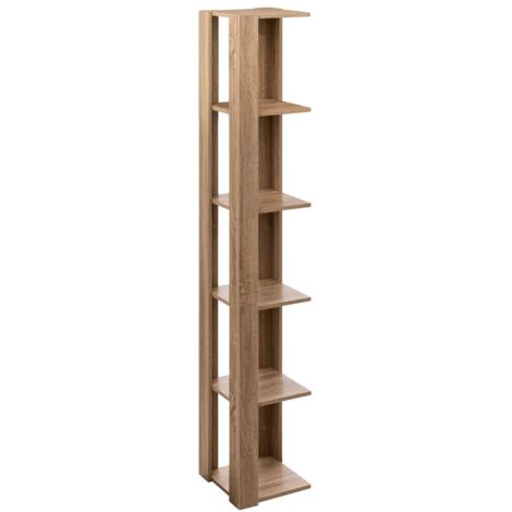 5Five Simply Smart – Étagère d'angle en bois aggloméré beige – 5 étagères – Hauteur 179 cm, Largeur 33 cm, Longueur 33 cm – Fixation murale recommandée