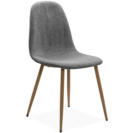 Chaise velours gris pieds métal Anya (1/5)