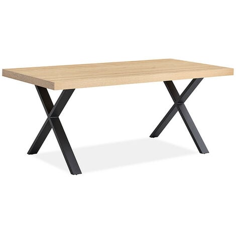 Table à manger 180 x 90 cm pieds en croix métal Nice