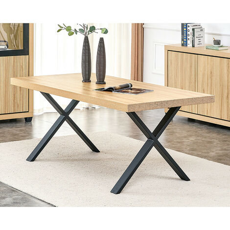 Table à manger 180 x 90 cm pieds en croix métal Nice