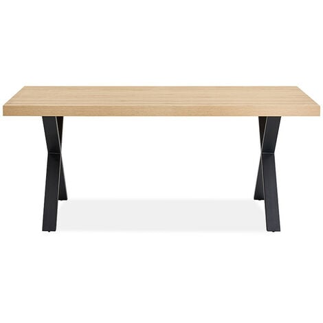 Table à manger 180 x 90 cm pieds en croix métal Nice