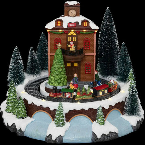 ACCESSOIRE VILLAGE DE NOEL TRAIN 22 PIECES LUMINEUX MUSICAL