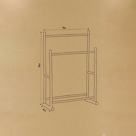 Porte-Serviettes Double Échelle En Bambou - Dimensions 52x48x115 Cm, Style Naturel Pour Salle De Bain
