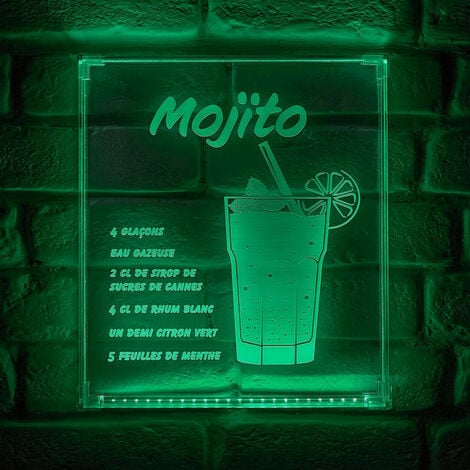 Néon mural USB recette du Mojito Ostaria