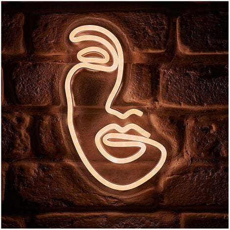 Néon mural USB Visage blanc chaud Ostaria