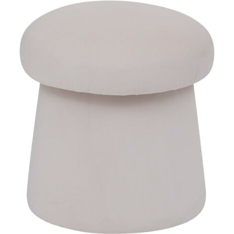 Atmosphera – Pouf en velours 40 cm ivoire – Design champignon – Rembourrage mousse polyuréthane – Pour petits espaces et sièges d'appoint