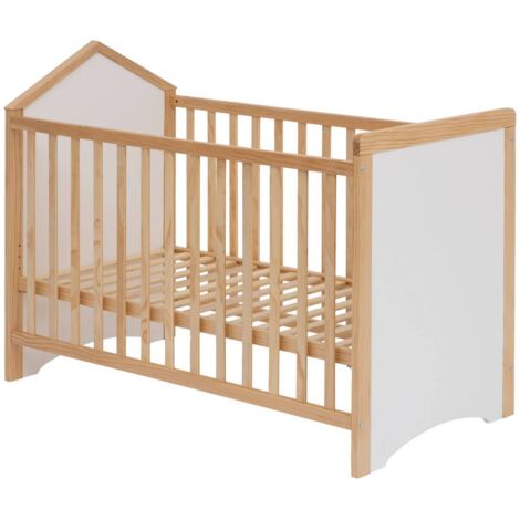 Atmosphera – Lit bébé 60x120cm blanc – Sommier intégré 5 hauteurs réglables – Structure en pin pour durabilité – Conception sécurisée avec barreaux (1/4)