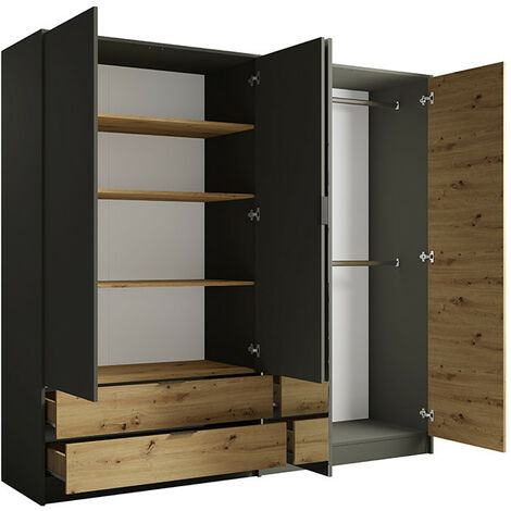 Armoire 4 portes avec miroir + 2 tiroirs Rimini