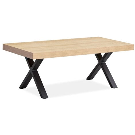 Table basse pieds en croix métal Nice