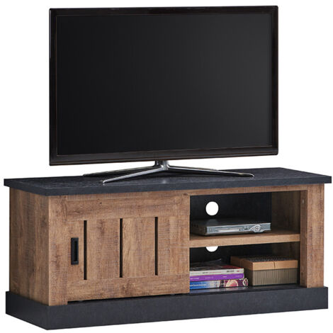 Meuble TV 1 porte coulissante 2 niches Edouard (1/3)