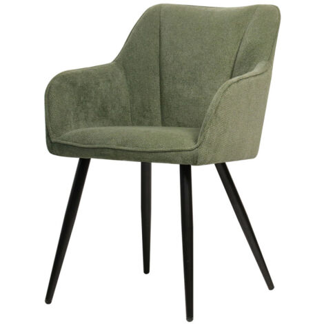 Chaise repas Rio vert – Rembourrage confortable – Pieds en métal noir – Dimensions L. 54 x P. 59 x H. 82 cm – Hauteur assise 48 cm (1/5)