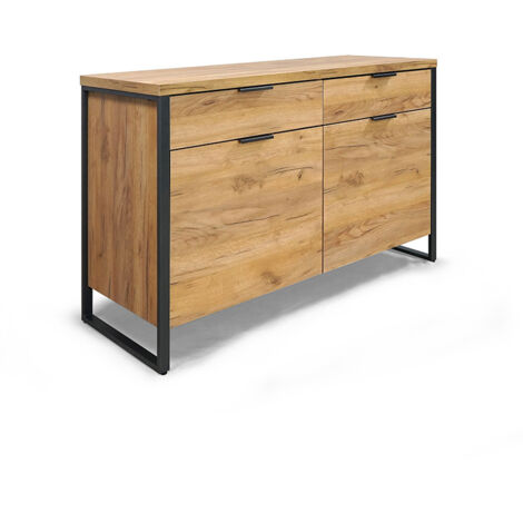 Buffet 2 portes 2 tiroirs pieds métal Ron (1/5)