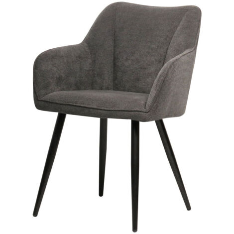 Chaise repas Rio gris foncé pieds métal noir (1/5)