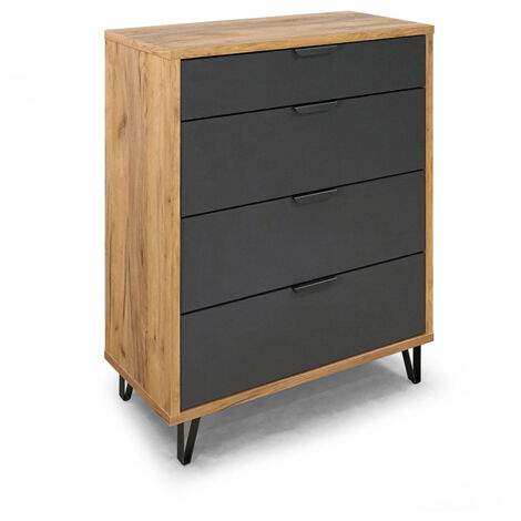 Commode 4 tiroirs naturel et gris Harry (1/5)