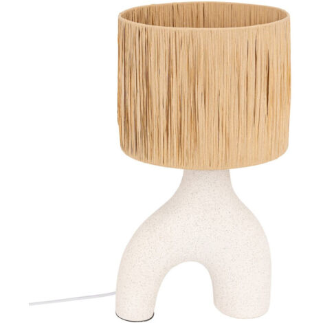 Lampe à poser en Céramique Blanc moucheté et abat-jour Beige H 47cm - Atmosphera (1/5)