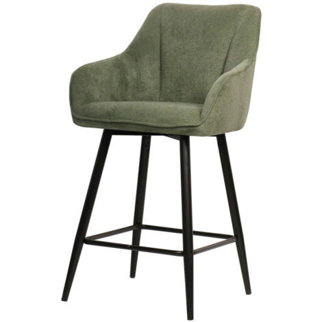 Tabouret de bar pivotant Rio vert pieds métal noir