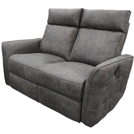 Canapé relax 2 places électrique gris anthracite – Mécanisme de relaxation silencieux – Structure en bois massif – Dimensions L. 137 x P. 93 x H. 100 cm