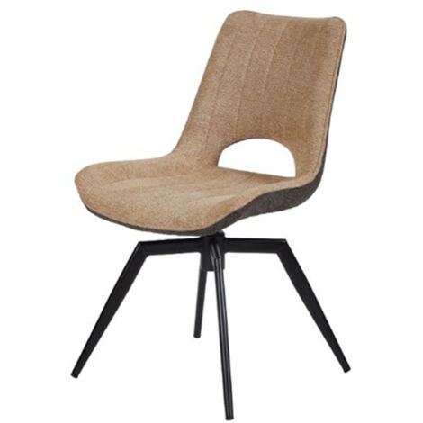 Chaise tissu beige rotative pieds métal noir Stenson (1/3)