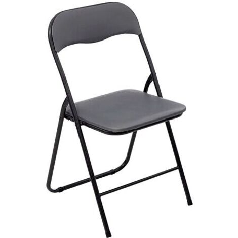 Ac-Deco – Chaise pliante grise en acier et PVC – Dimensions 44 x 45 x 79 cm – Hauteur d'assise 43 cm – Léger et facile à transporter