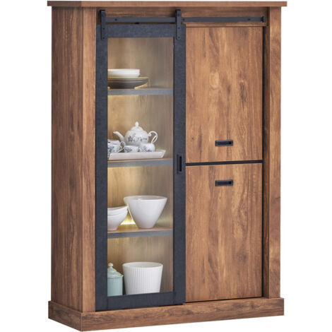 Vitrine 1 porte vitrée coulissante LED Elo (1/4)