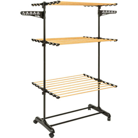 5Five Simply Smart – Etendoir à linge tour Bara 25m – Capacité 40 kg – Structure acier et plastique PP – 4 roues pivotantes pour mobilité – 2 porte-cintres (1/5)