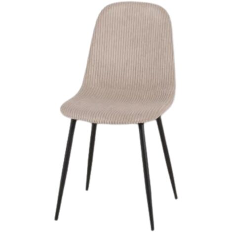 Chaise en velours côtelé beige – Pieds métal noir – Dimensions L. 44 x P. 52 x H. 85 cm – Hauteur assise 49 cm – Design moderne et élégant (1/5)