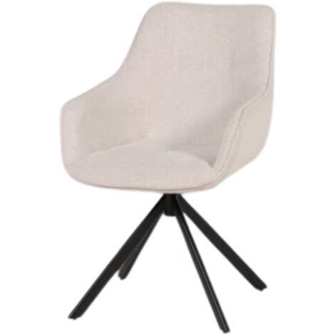 Chaise pivotante 360° blanche – Structure métal – Hauteur d'assise 49 cm – Dimensions L. 67,5 x P. 57 x H. 87 cm (1/5)