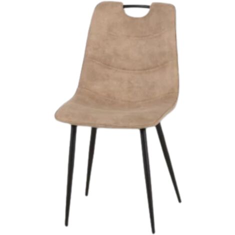 Chaise simili taupe avec poignée pieds métal noir (1/5)
