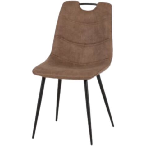 Chaise simili marron avec poignée pieds métal noir (1/5)