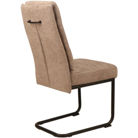 Chaise pieds traineau tissu taupe Katleen