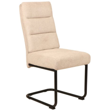 Chaise pieds traineau tissu beige Katleen
