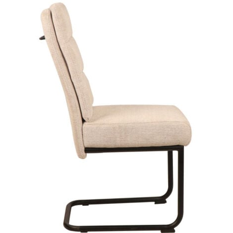 Chaise pieds traineau tissu beige Katleen